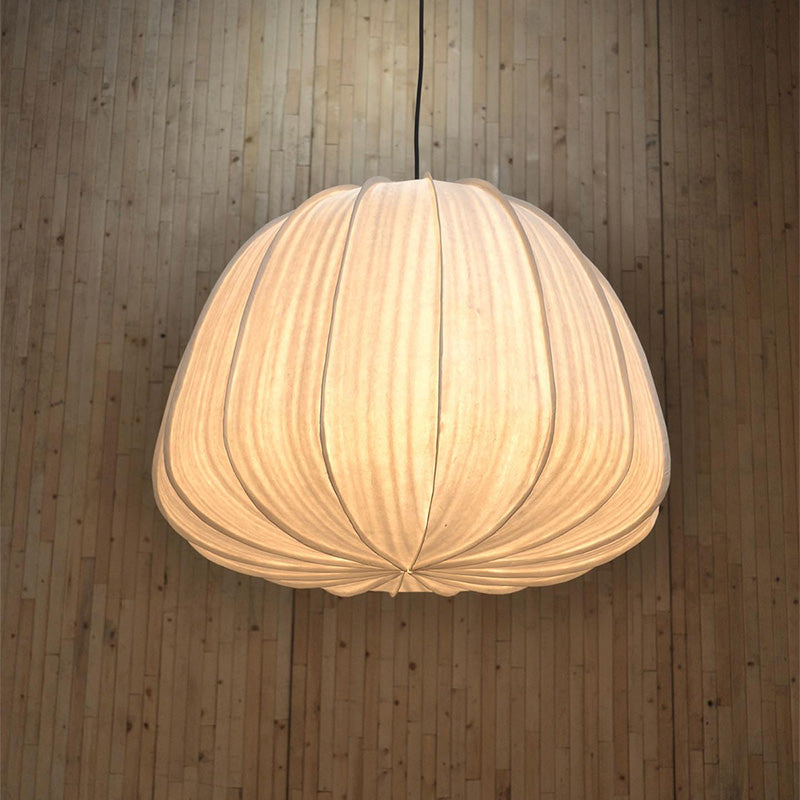 Ay Illuminate Hozuki Pendant warm glow through organic shaped recycled paper