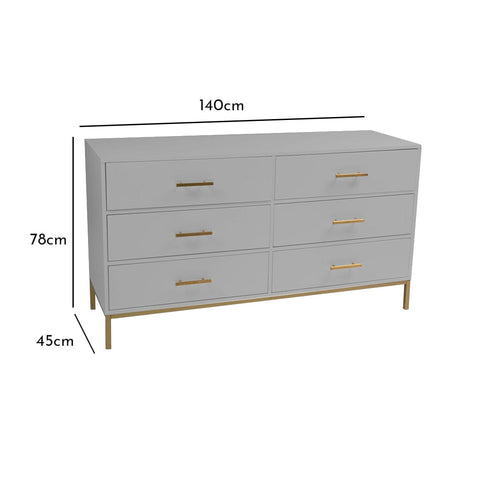 Marie White Chest of Drawers - 6 Drawer