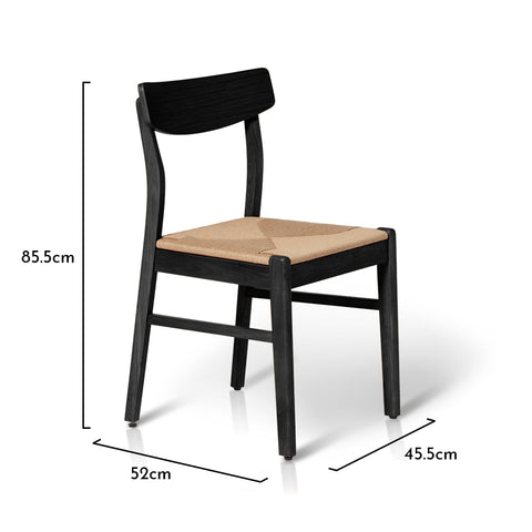 Wooden Woven Chair Dimensions - Black