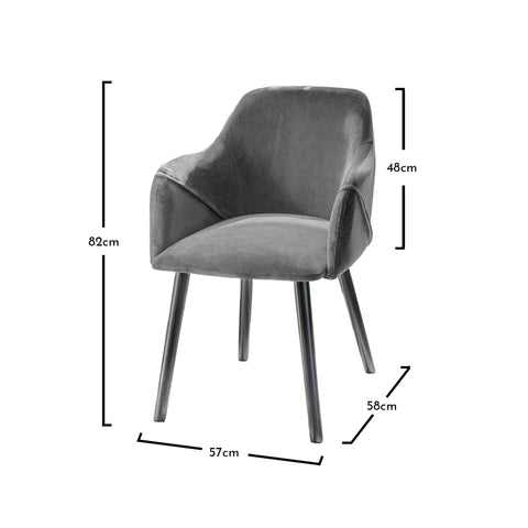 Amelia Black Extendable Dining Table Set - 6 Seater - Freya Grey Carver Chairs With Black Legs