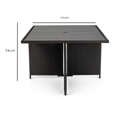 8 Seater Rattan Cube Outdoor Dining Set - Black Weave Polywood Top - Laura James