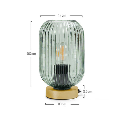 Green Fluted Glass Table Lamp with Gold Base - Laura James