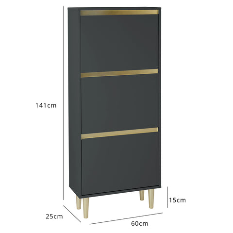Iliana 3 door shoe cabinet grey