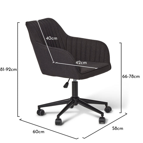 Anna swivel office chair - dark grey and black - Laura James