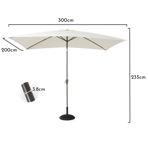 Marston 8 Seater Rattan Dining Set with Cream Parasol - Rattan Garden Furniture - Grey