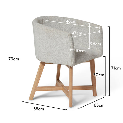 Magnus dining chair - set of 2 - dove grey and pale oak