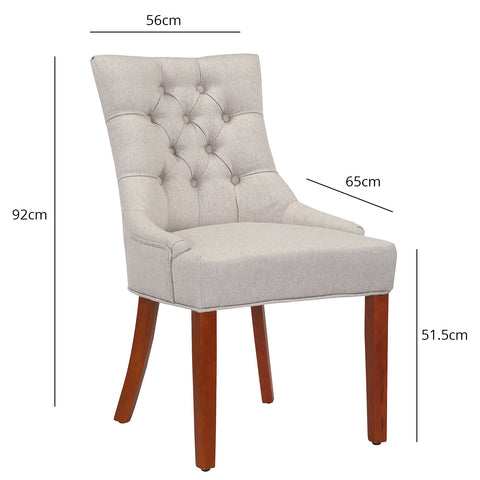Louis Dining Chairs - Set Of 2 - Oatmeal And Dark Wood - Laura James