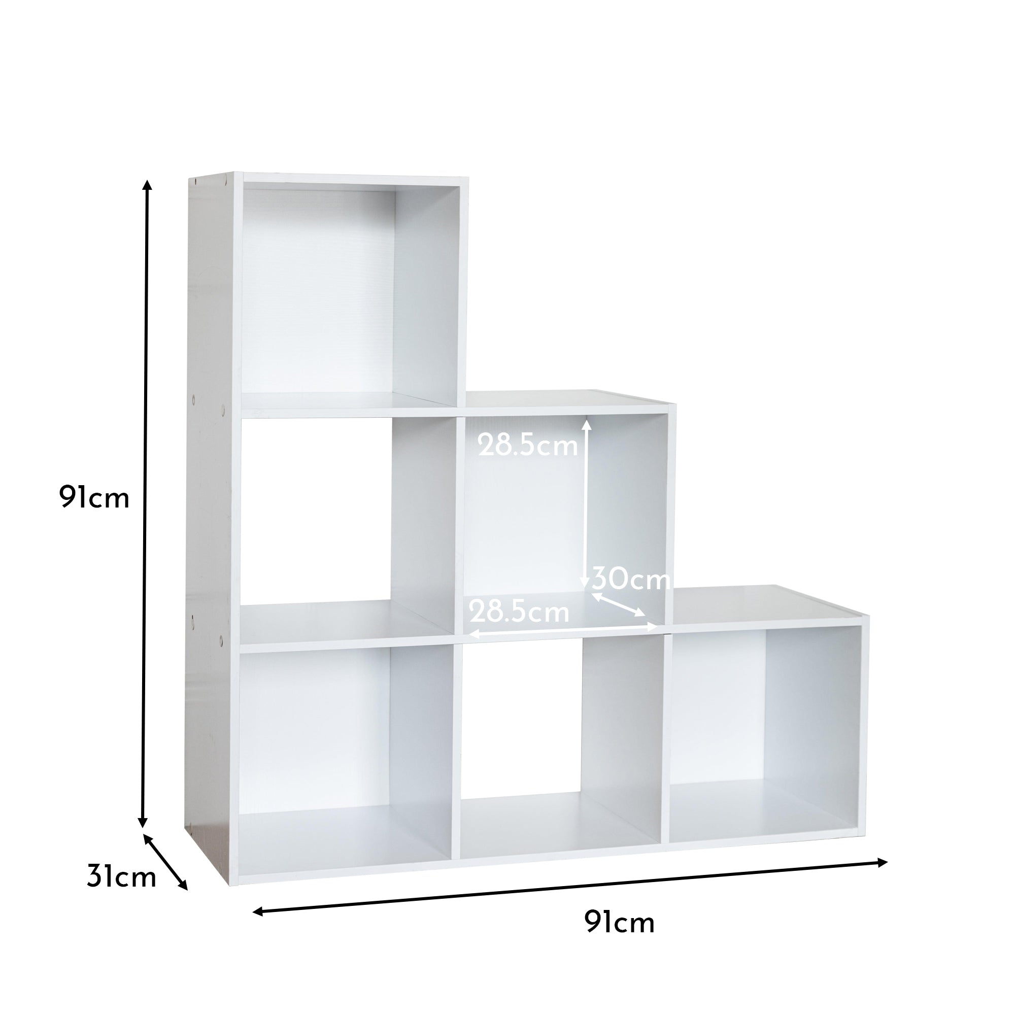 6 Cube bookcase ladder storage unit - white