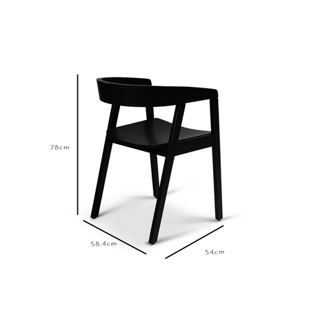 Ella Black Curved Back Dining Chair - Laura James
